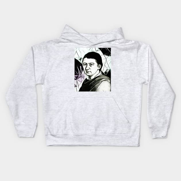 Friedrich Schlegel Black and White Portrait | Friedrich Schlegel Artwork 3 Kids Hoodie by JustLit